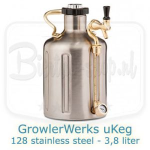 GrowlerWerks uKeg 3,8 liter Stainless Steel
