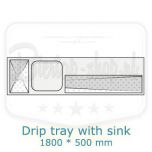 Driptray with sink 1800 * 500 mm